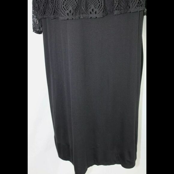 LANE BRYANT COLD SHOULDER LACE UPPER COTTON BOTTOM 18/20 BLACK DRESS NWT - Picture 2 of 7